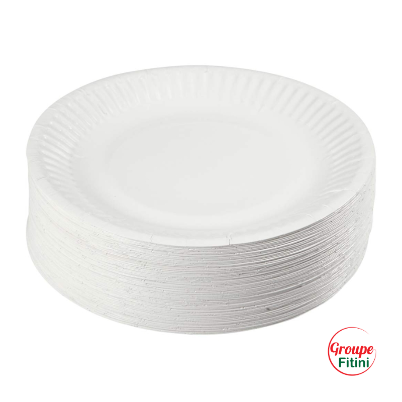 Carton de 500 assiettes jetable plate Ø 23 cm ivoire fibre