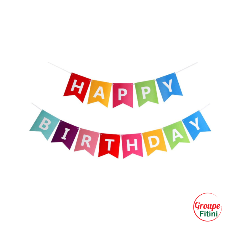 Banderole Happy Birthday en Carton Pour Fête D'anniversaire FTM00228 -  Sodishop