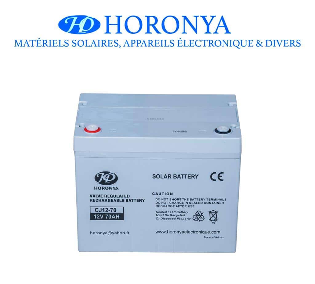 Batterie Solaire HORONYA Rechargeable CJ12-70-12V-70AH AK00243 - Sodishop