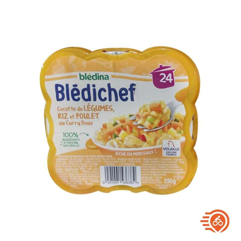 Blédichef - Cocotte de Légumes, Riz et Poulet au Curry Doux Naturel Bébé et  Adulte - Blédina 250g MRM00229 - Sodishop