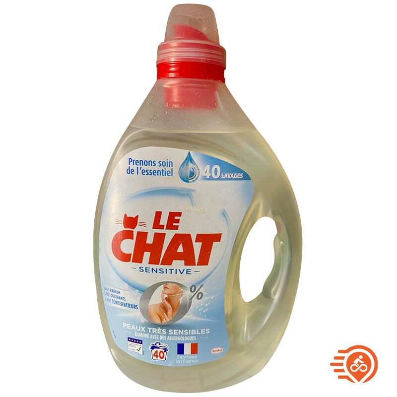 Le Chat - Sensitive 0% lessive liquide peaux très sensible 80 lavages (2  pièces, 2L), Delivery Near You